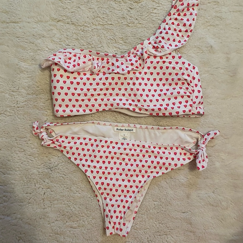 Roller Rabbit Red Heart One-Shoulder Bikini